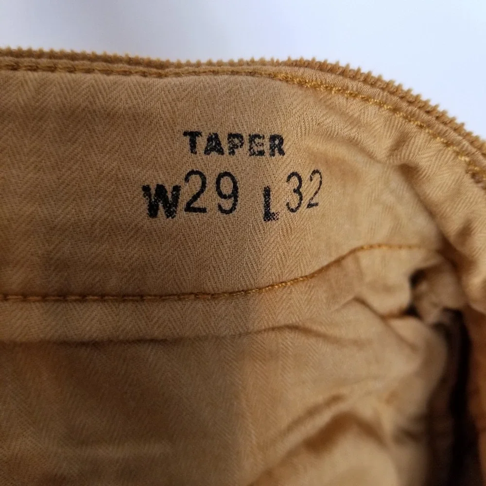 Levis Men XX Cargo Corduroy Cargo Pants Sz 29 x 32 Taper Orange‎ Streetwear Y2K